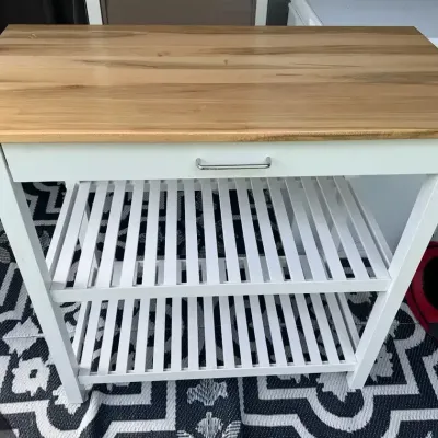 Kitchen Island Work Table with Wood Top & Storage