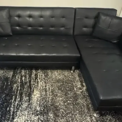 Black Convertible Sectional Sofa Sleeper with Chaise
