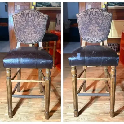 Pair of Upholstered Barstools with Nailhead Trim
