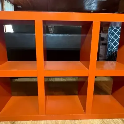 Orange Six-Cubby Wooden Storage Organizer