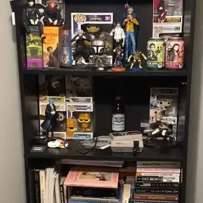 Tall Black Bookcase With Detachable RBG Lights