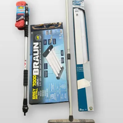 Braun LED Shop Light, Under Cabinet Light, Car Wash Brush, & Squeegee Broom