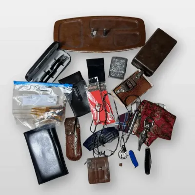 Pocket Knife Zippo Lighter Cross Pen Set Leather Wallet Mens Grooming Gift Bundle