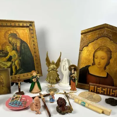 Religious Art Decor Catholic Statues Crucifix Rosary Framed Art Assortment