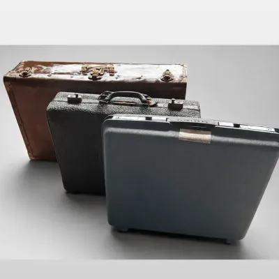 Hard Shell Samsonite Suitcase, Leather Luggage Trunk Case Bundle