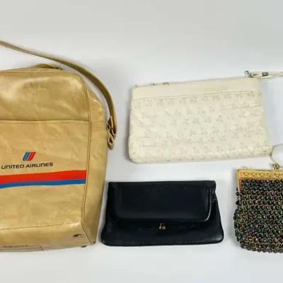 Vintage United Airlines Travel Bag, Beaded Evening Purse, Handbag Clutches Fashion