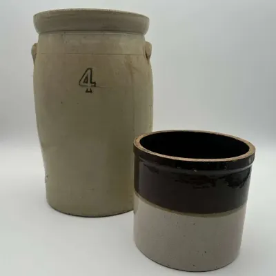 Stoneware Crock Jug Pottery Crocks Pair of 2