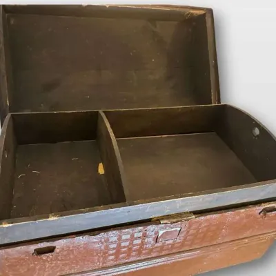 Antique Wood Trunk Storage Chest 28"W x 14"D x 17" H