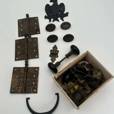 Architectural Salvage Hardware Collection Black Porcelain Door Knobs Hinges