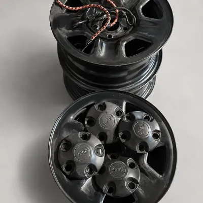 Jeep Steel Rims Black Wheels with Center Caps Set of 4