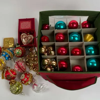 Pier 1 Li Bien Heart Ornament, Vintage Satin Pearl Baubles, Christmas Tree Baubles