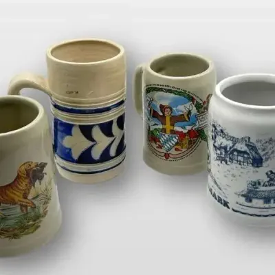 German Beer Stein Set Ceramic Mugs Beer Drinkware