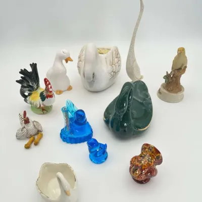 Ceramic Bird Figurines Assorted - Swan, Duck, Rooster, Home Decor