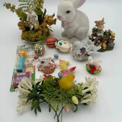 Easter Bunny Decor Figurine Pez Dispenser Ceramic Candle Holder