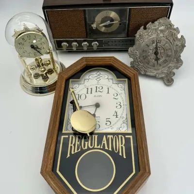 Clocks Collection Elgin Regulator Concordia Torsion Dome Tube Radio