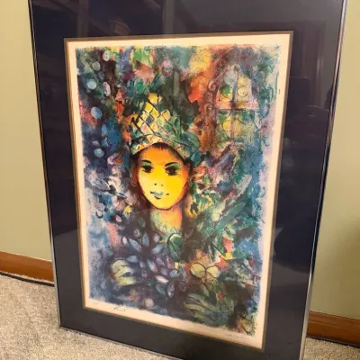 Théo Tobiasse Signed "a/p" Color Lithograph Art Girl in Crown
