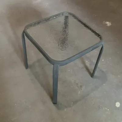 Small Square Glass and Metal Outdoor Side Table