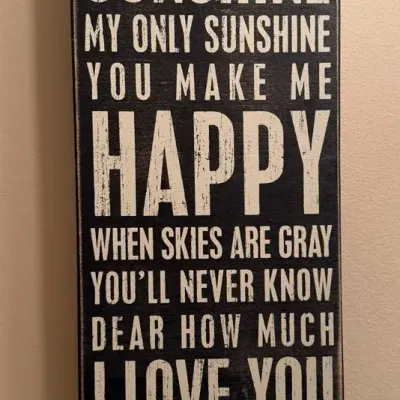 Rustic "You Are My Sunshine" Wooden Box Sign Wall Decor 20"x8"