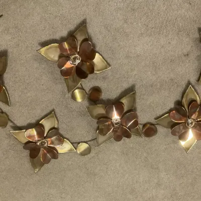Large Metal Floral Copper Brass Welded Decorative Wall Art
