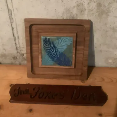 Lot of 2 Wooden Wall Decor - The Foxes' Den and Square Fern