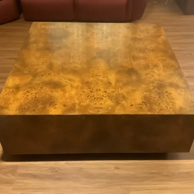 Intricate Grained Wood Square Center Coffee Table on Wheels
