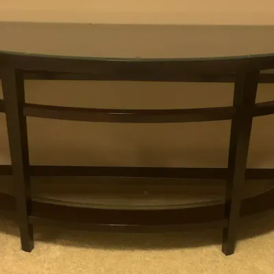 Hammary Dark Wood and Glass Side Table Sofa Table