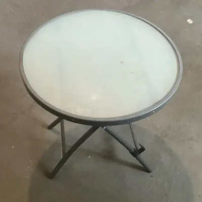 Small Glass and Metal Outdoor Side Table
