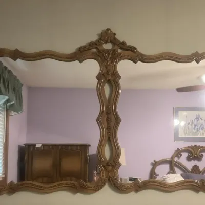 Large Ornate 20th Century Wooden 44" x 64" Mirror