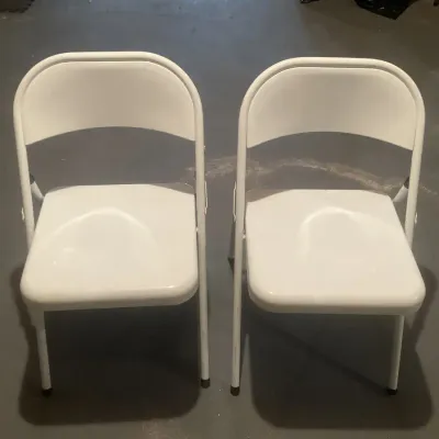 Lot of 2 Metal Outdoor/Indoor Folding Chairs