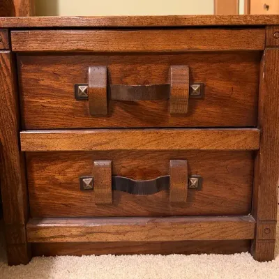 Rustic Mission-Style 2-Drawer Wooden Nightstand