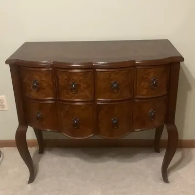 Vintage Wooden Side Table Night Stand With Two Drawers
