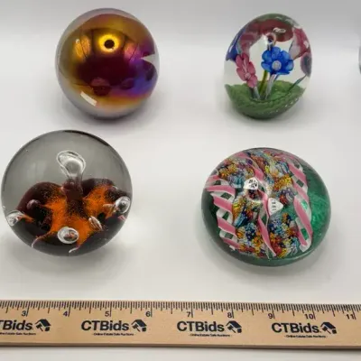 Assorted Art Glass Paperweights (4 Pieces)
