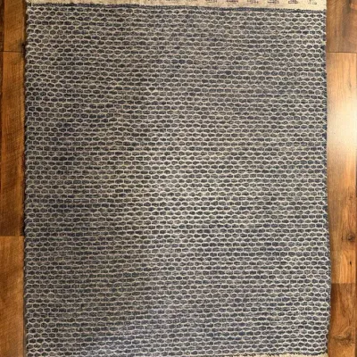 Boho Coastal Blue and Cream Flatweave Accent Area Rug with Tassels
