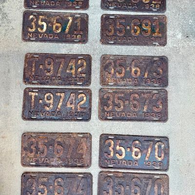 1938 Nevada License Plates Pairs