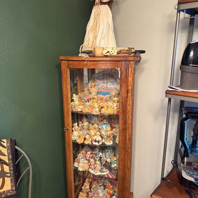 Beautiful antique cabinet & Cherished Teddies 