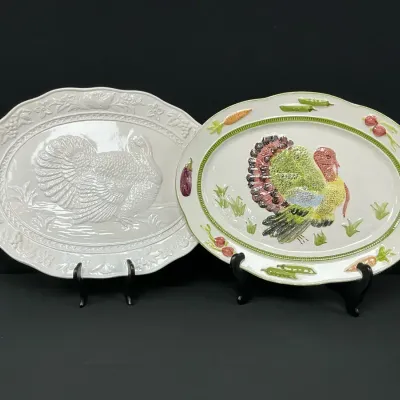 Embossed Traditional Farmhouse Turkey Platters 