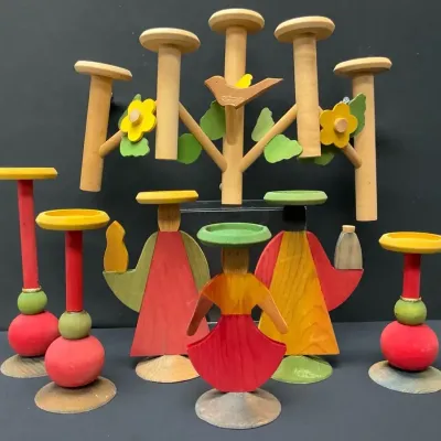 Wooden Celebration Decorative Candle Figures