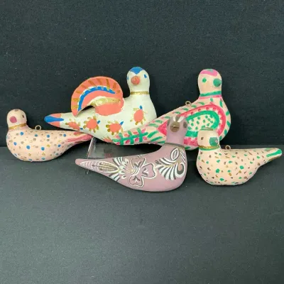 Mexican Wall Hanging Birds: Pink And Purple
