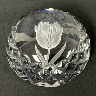 Waterford Crystal Frosted Flower Paperweight 