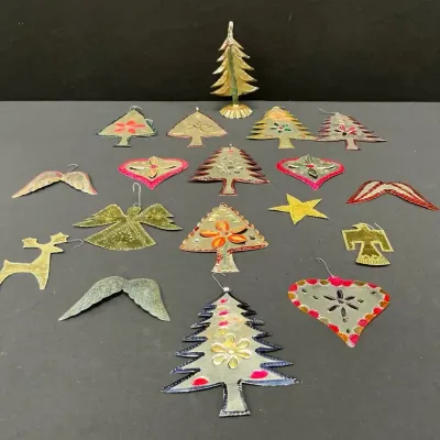 Mexican Punched Tin Christmas Themed Ornaments