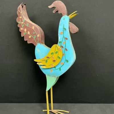 Whimsical Metal Rooster 