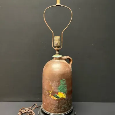 Vintage Stoneware Whiskey Jug Table Lamp