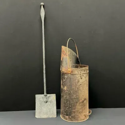 Androck Scuttle Ash Bucket & Cast Iron Ash Shovel