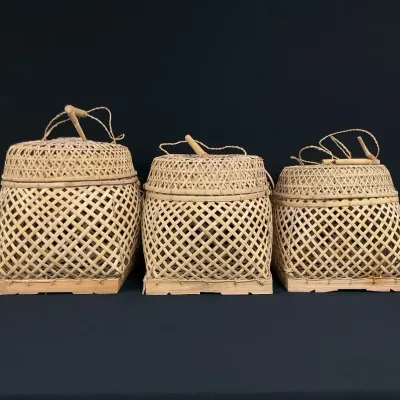 Indonesian Woven Basket Trio