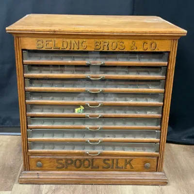 Antique Country Store Thread Spool Cabinet 