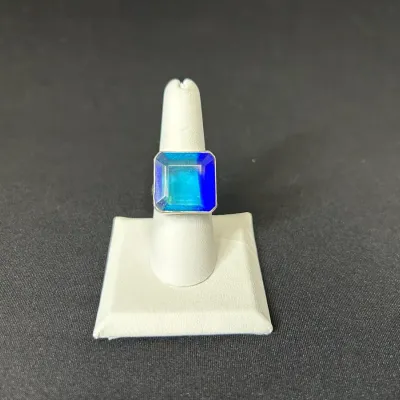Sterling And Blue Glass Ring *