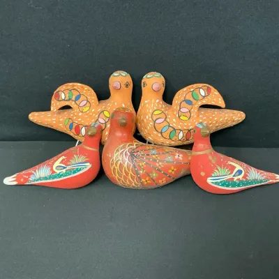 Mexican Wall Hanging Birds: Brown And Red