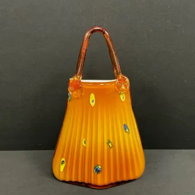 Murano Style Art Glass Purse Vase