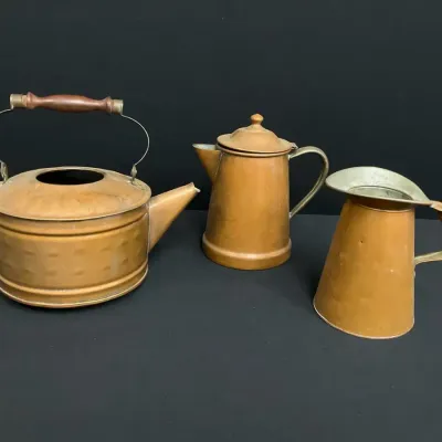 Vintage Copper Kettles & Pitcher