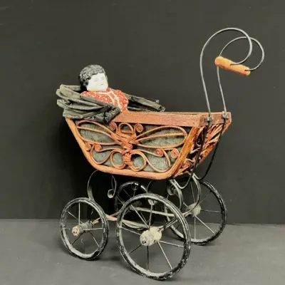 Victorian Style Doll Carriage & China Head Doll